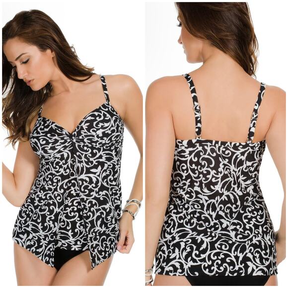 Miraclesuit NWT Love Knot Tankini Top in Scroll Lock Size 8 Underwire Bra Top - Picture 1 of 10